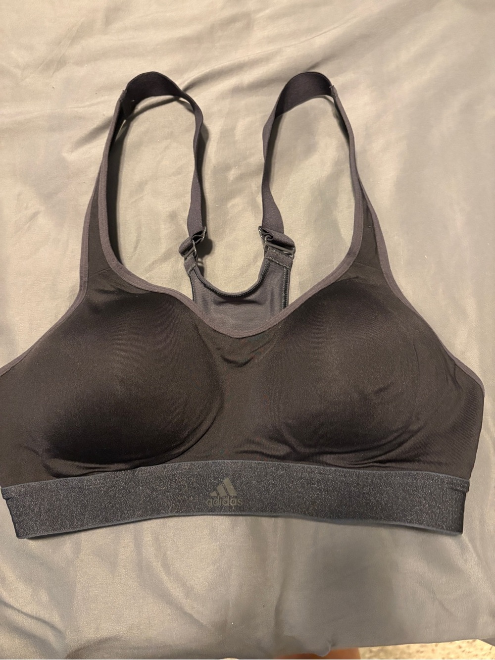 adidas Black Supportive Padded Sports Bra with Adjustable Straps